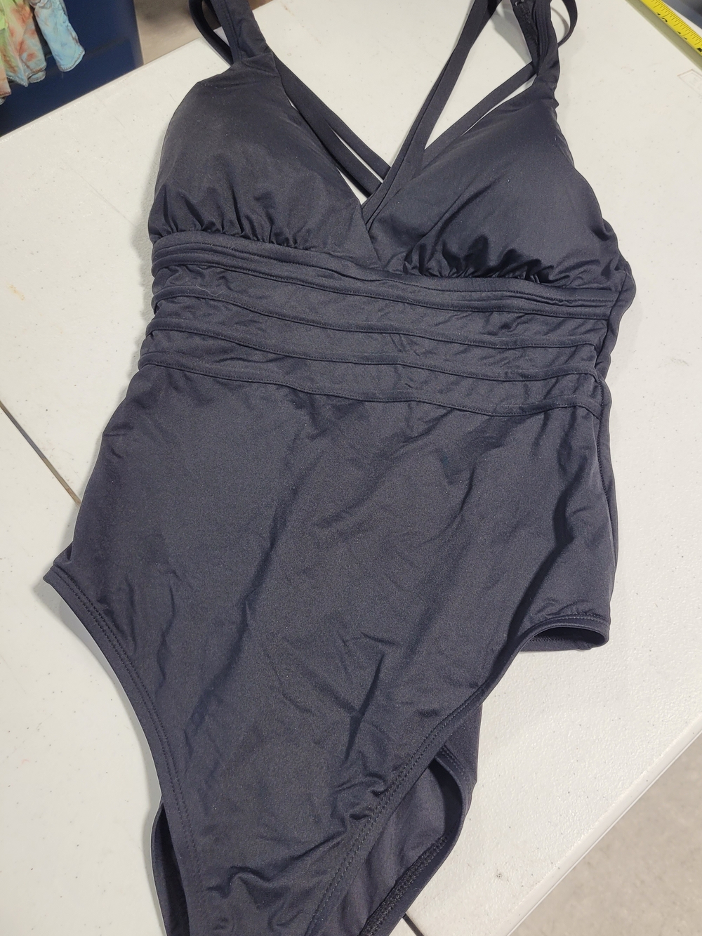 La Blanca Black One-Piece Swimsuit with Ruched Waistband